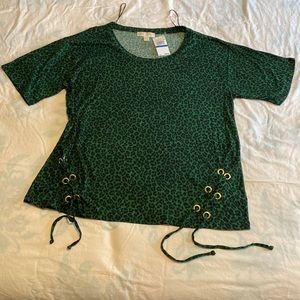 MICHAEL Michael Kors Cheetah-Print Lace-up Tunic Moss